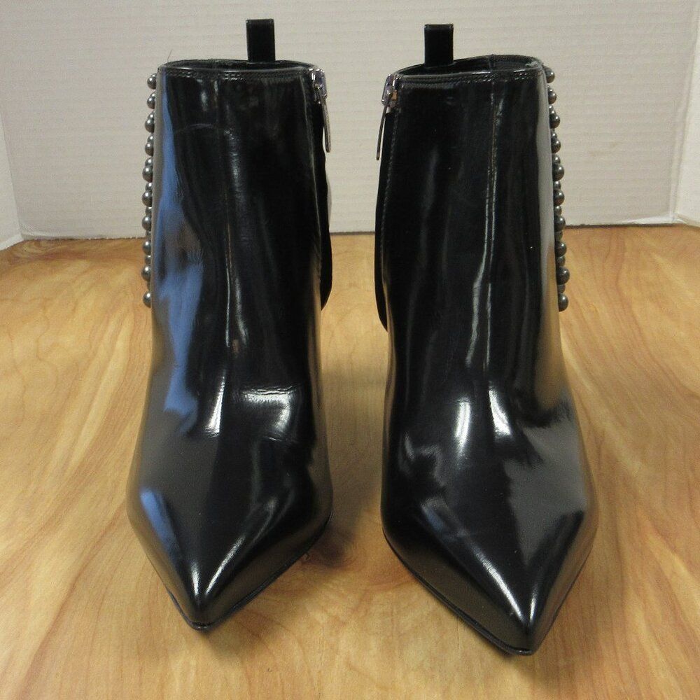 SERGIO ROSSi Black Pearl Pointed Toe High Heeled Ankle Boots Booties Sz 38 Shoes - Picture 2 of 16
